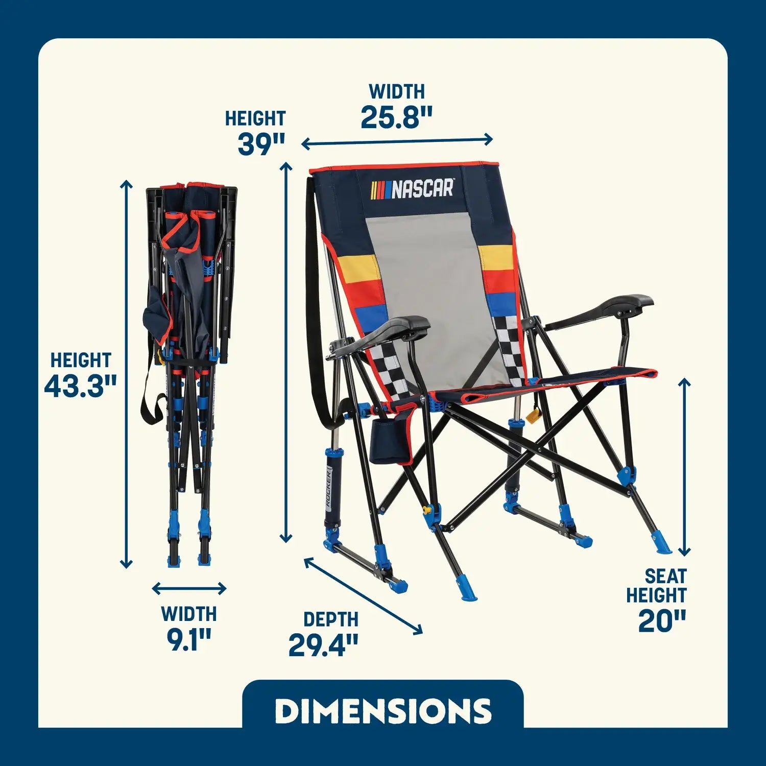 Roadtrip Rocker Bundle - NASCAR Blue | Featured Outdoor Choice | Outlandridge FDEA J1